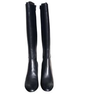 Ralph Lauren Eastwell Black Leather High Heel Boots Size 9B